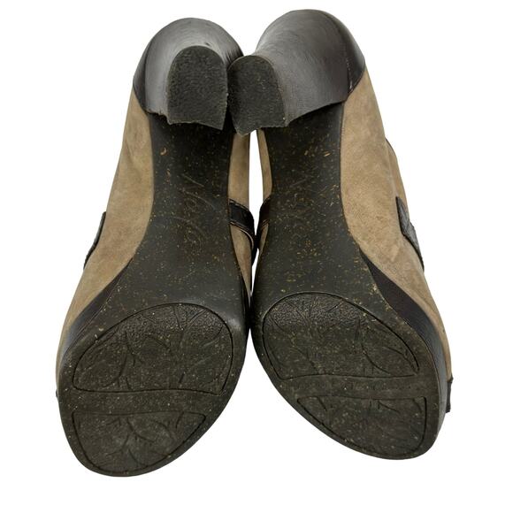 Anthropologie Naya Kasha Brown Leather Open Toe Lace Up Buckle Strap Heels sz 9‎ - Picture 8 of 10